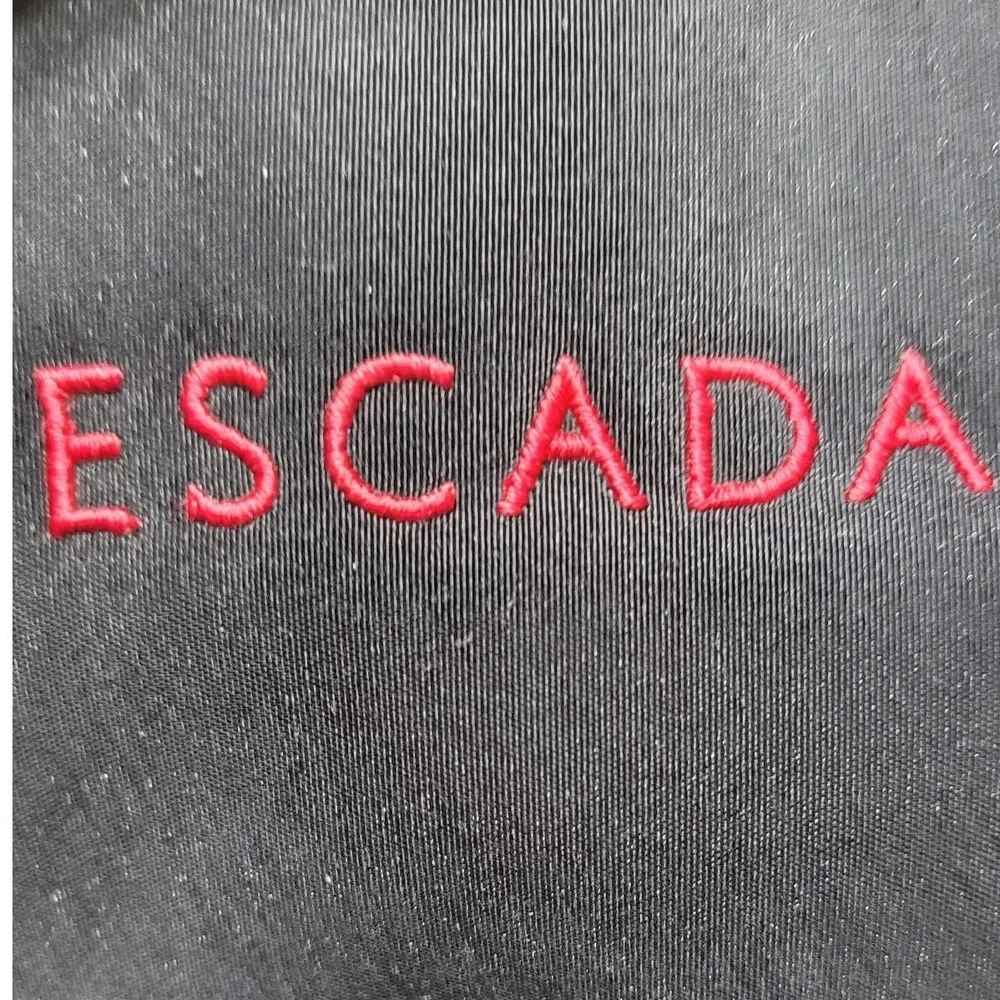 Escada Black with Red Trim Tote Bag Embroidered Logo Shoulder Shopper Purse